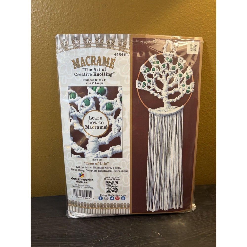 Design Works Zenbroidery Tree Of Life Macrame Kit 4464 Wall Art Beads Dowel NEW